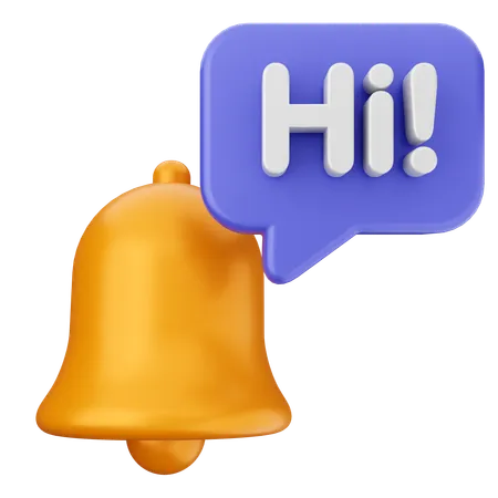 Hi Notification Bell  3D Icon