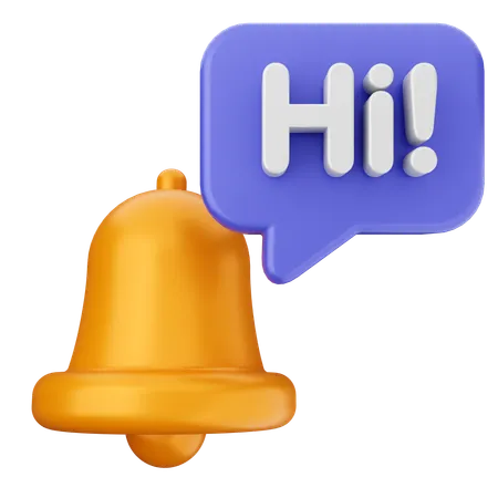 Hi Notification Bell  3D Icon