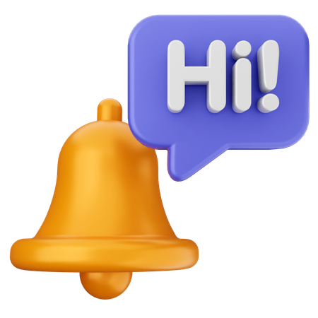 Hi Notification Bell  3D Icon