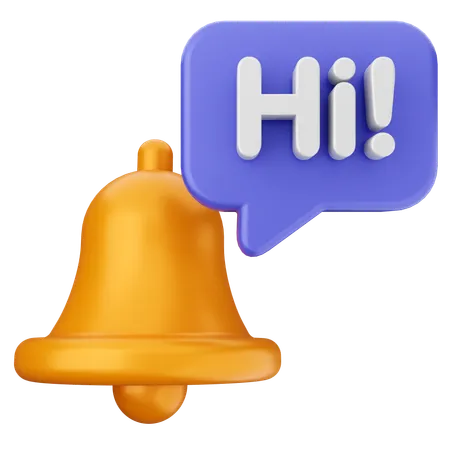 Hi Notification Bell  3D Icon