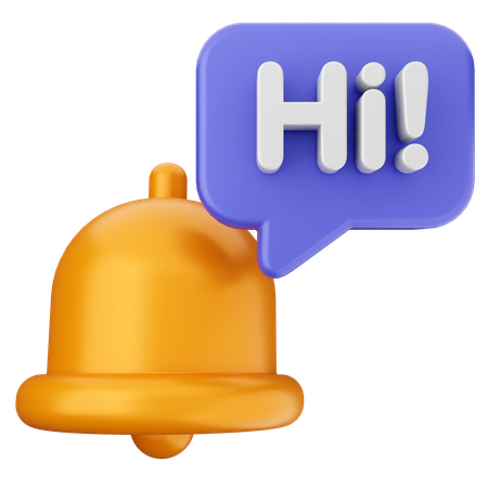 Hi Notification Bell  3D Icon