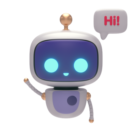 Hi! Notification by robot  3D Illustration