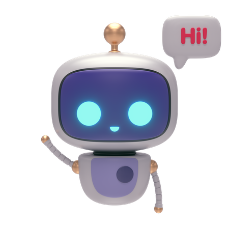 Hi! Notification by robot 3D Illustration