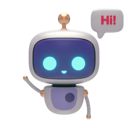 Hi! Notification by robot  3D Illustration
