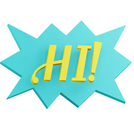 3 D Hi Sticker Text With Transparent Background 3D Icon