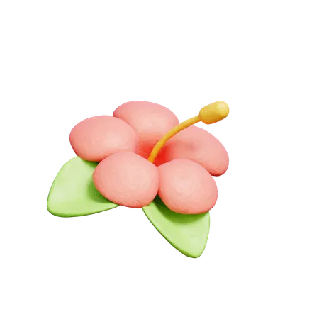 3 D Hibiscus Flower Hawaii Element Summer Tropical Holiday Vacation 3D Icon