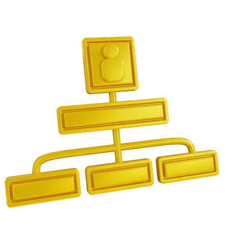3 D Illustration Golden Of Hierarchy Chart 3D Icon