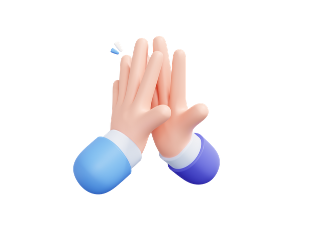 High Five Hand Gesture 3D Illustration