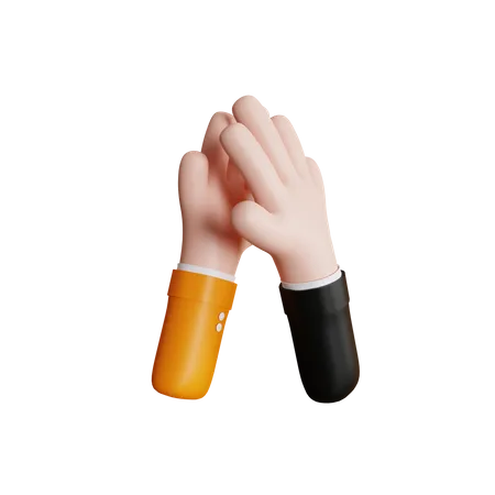 Cute High Five Hand Gesture Cartoon Style Finger Gesture 3 D Illustration 3D Icon