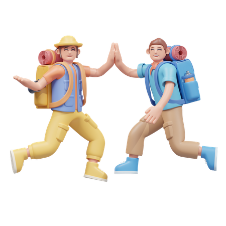 High five viajantes  3D Icon
