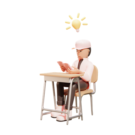 High school boy preparing for examination  3D Icon