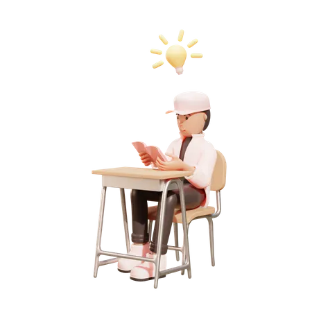 High school boy preparing for examination  3D Illustration