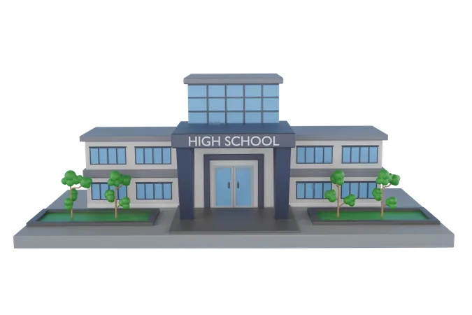 High School Building  3D Illustration