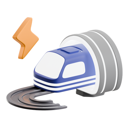 High Speed Bullet Train Tunnel  3D Icon