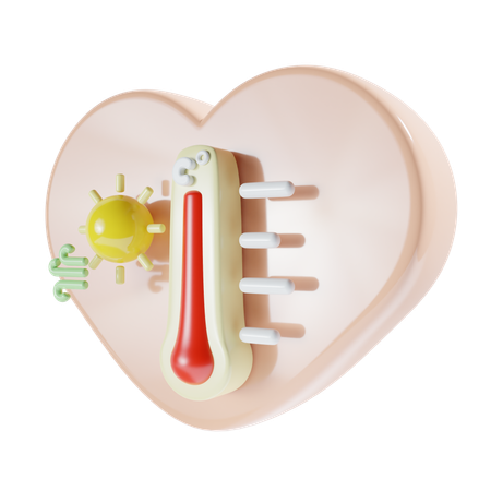 Hight Temperature With Heart  3D Icon