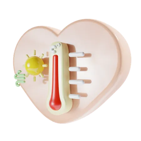 Hight Temperature With Heart  3D Icon