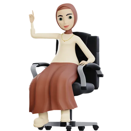 Hijab assis sur une chaise  3D Illustration