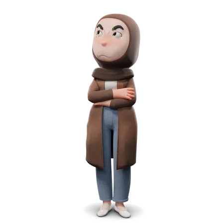 Chica hijab loca  3D Illustration