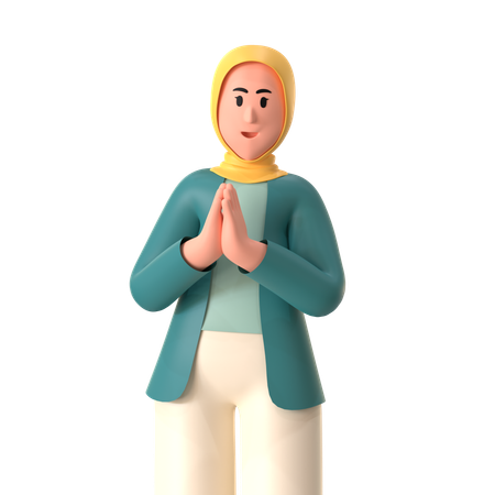 Saludo de niña hijab  3D Illustration