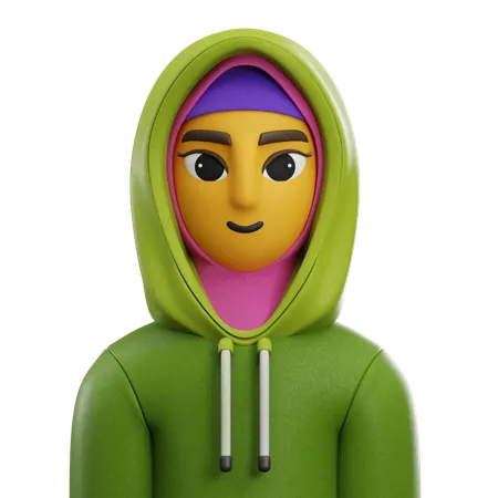 Hijab de niña con chaqueta  3D Icon