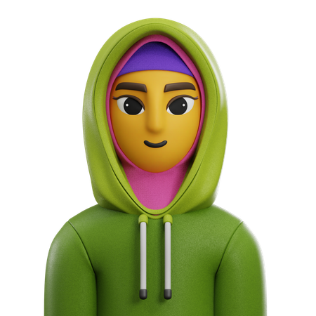 Hijab de niña con chaqueta  3D Icon