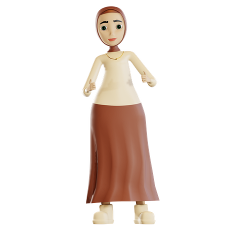 Hijab female showing thumbs up  3D Icon