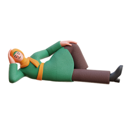 Hijab femenino durmiendo pose relajada  3D Illustration