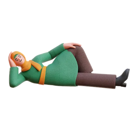 Hijab femenino durmiendo pose relajada  3D Illustration