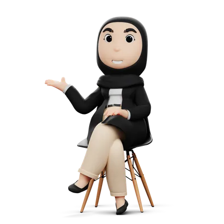 Femme Hijab donnant des conseils  3D Illustration