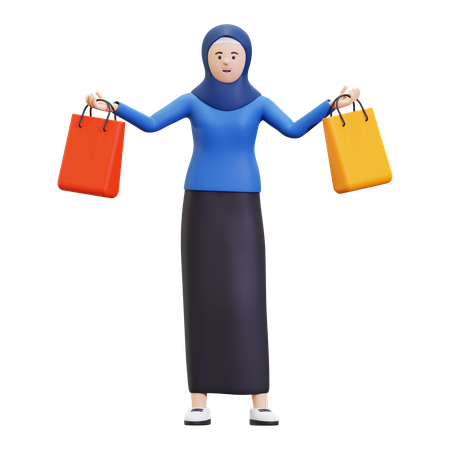 Femme Hijab Faisant Du Shopping Pour Le Ramadan  3D Illustration