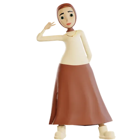 Femme hijab montrant une pancarte  3D Illustration