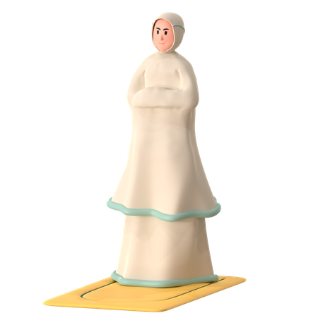 Fille Hijab Faisant La Salat  3D Illustration