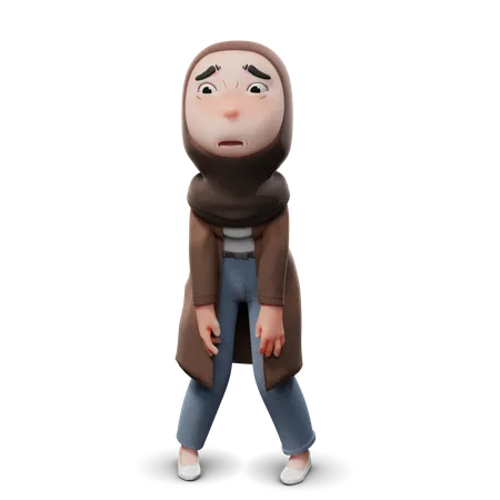 Fille hijab triste  3D Illustration