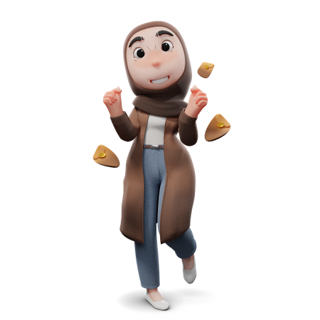 Hijab Girl And Pocket Money  3D Illustration