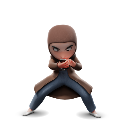 Hijab Girl Angry  3D Illustration