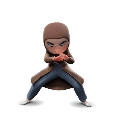 Hijab Girl Angry  3D Illustration