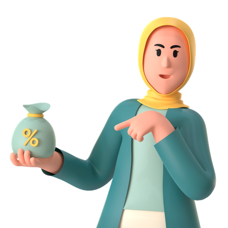 Garota hijab dando zakat  3D Illustration