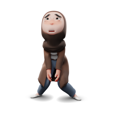 Hijab Girl Disappointed  3D Icon