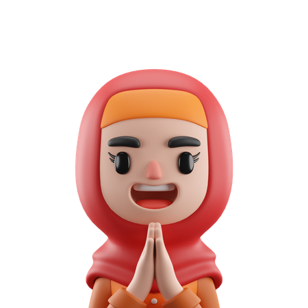 Garota hijab dizendo namastê  3D Icon