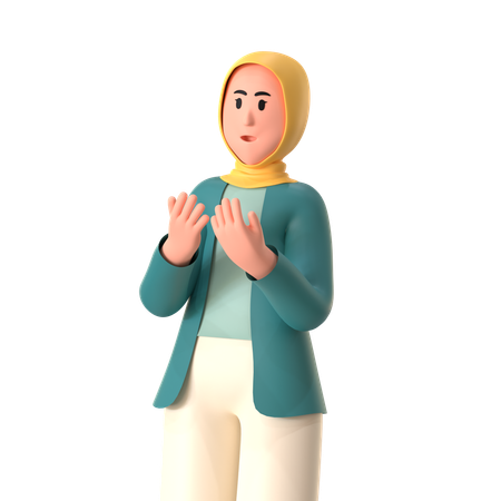 Hijab Girl Doing Islamic Praying  3D Illustration