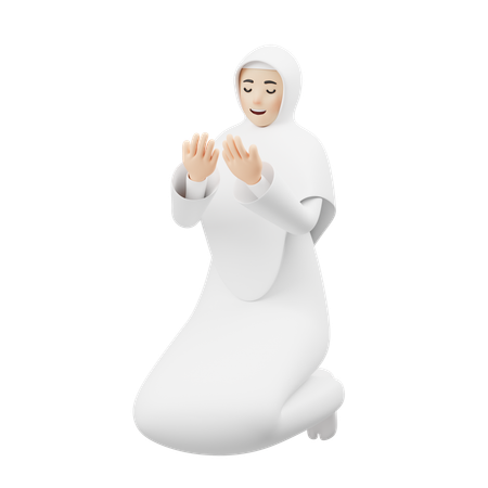 Hijab Girl Doing Muslim Prayer  3D Illustration