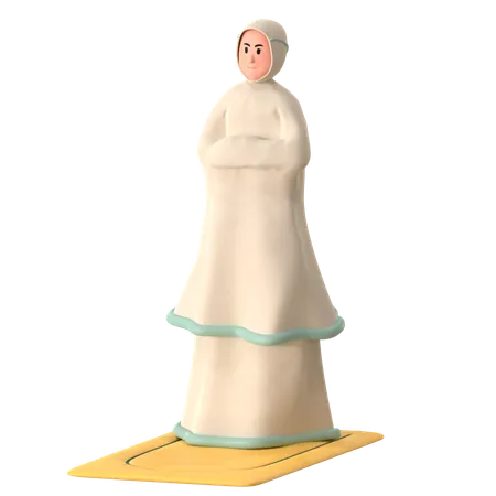 Hijab Girl Doing Salat  3D Illustration