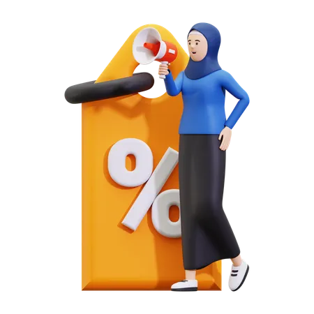 Anúncio de venda de garota Hijab  3D Illustration