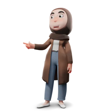 Hijab Girl Find Out Something  3D Illustration