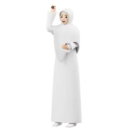 Hijab Girl Giving Jumrah  3D Illustration