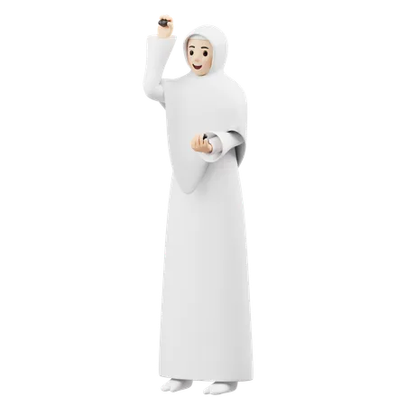 Hijab Girl Giving Jumrah  3D Illustration
