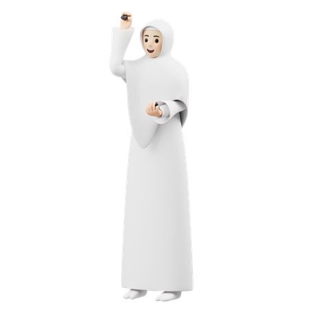 Hijab Girl Giving Jumrah  3D Illustration