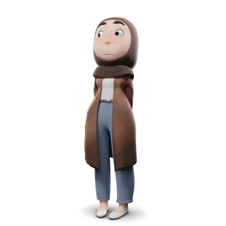 Hijab Girl Hiding Something  3D Illustration