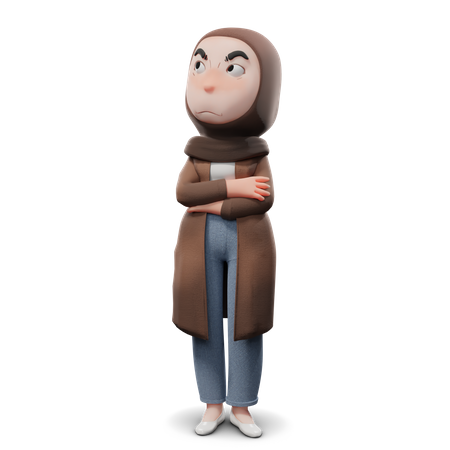 Hijab Girl Mad  3D Icon