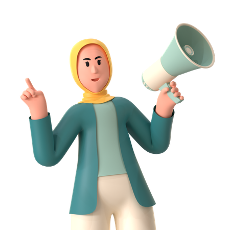 Hijab Girl Promotion Discount  3D Illustration